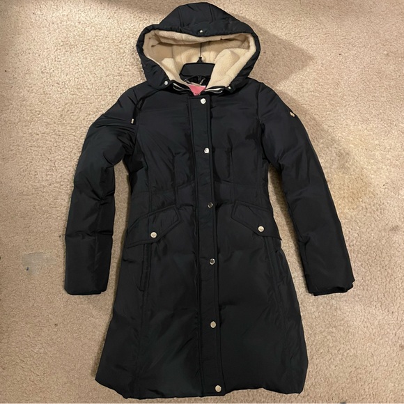 Kate Spade down feather quilted winter coat size XS Black & Pink